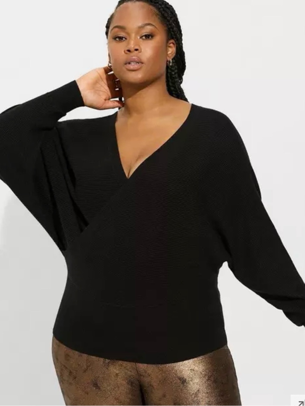 torrid Black V-Neck Dolman Wrap Sweater